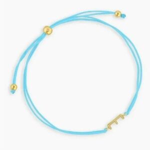 Gorjana alphabet prism bracelet neon blue adjustable string 18k gold plated E